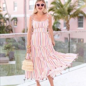 Rainbow Candies Stripes Maxi Dress tassels trim